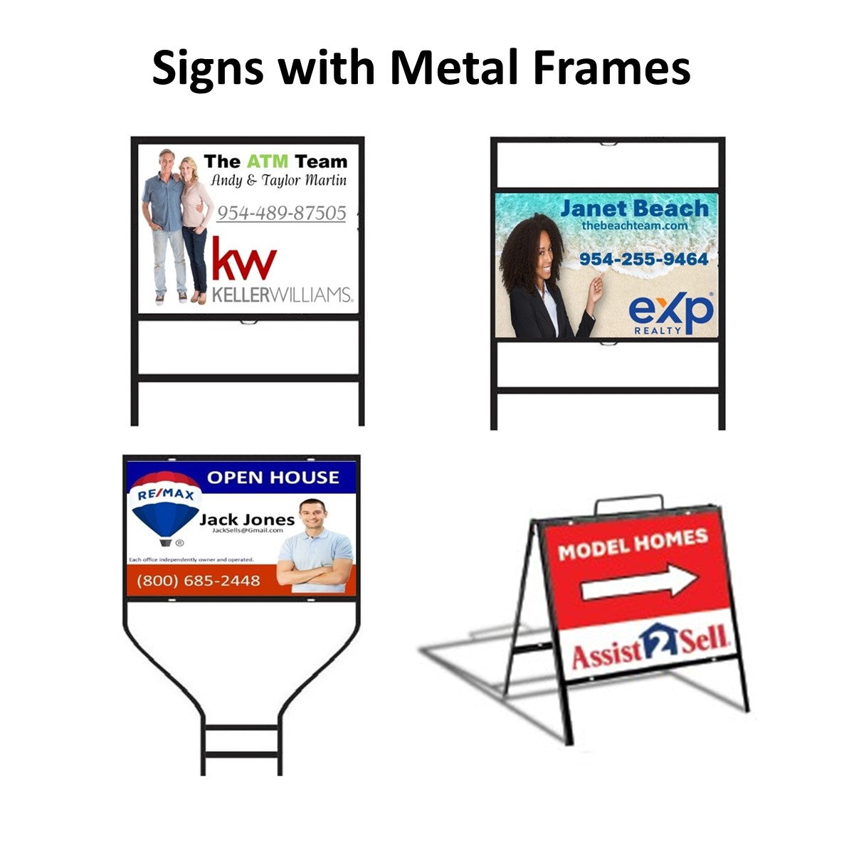 Signs with Metal Frames