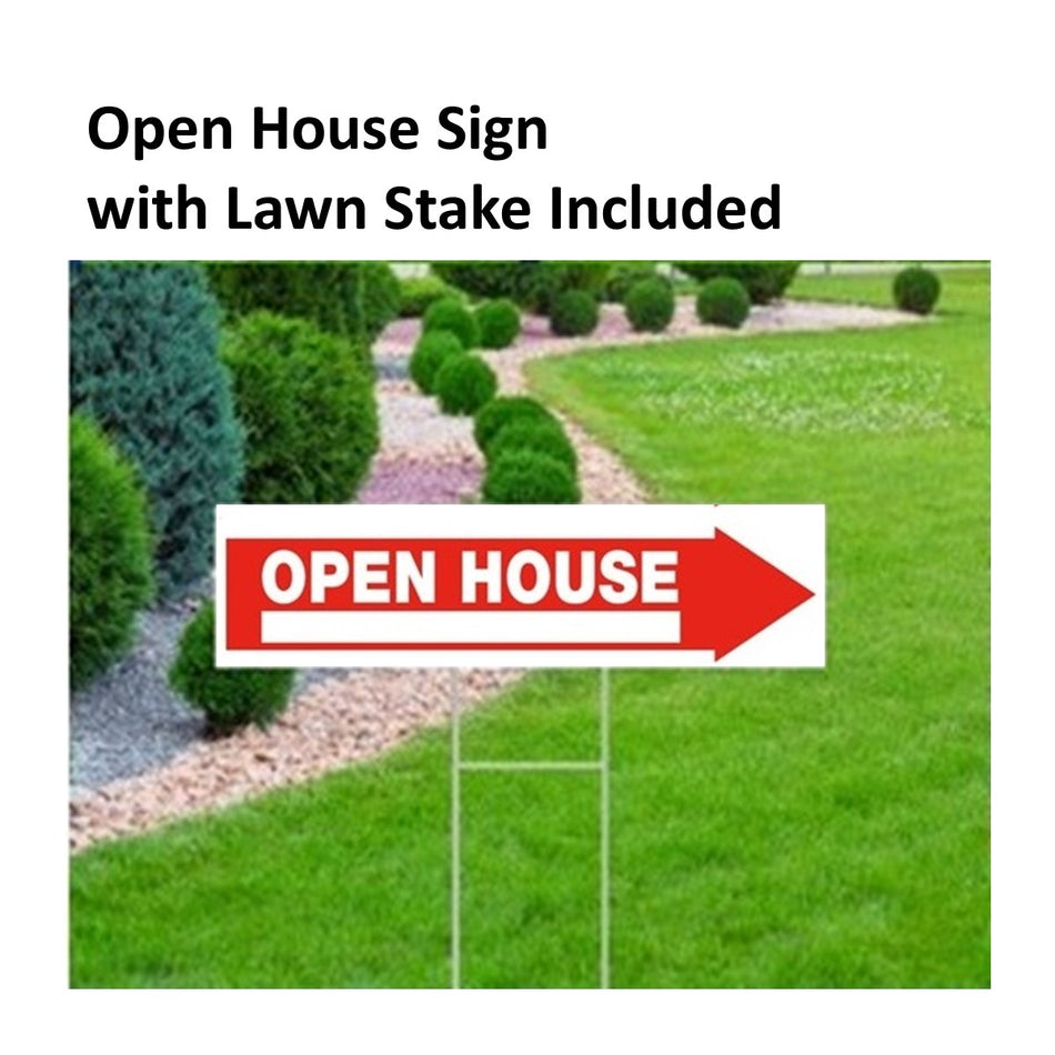 6"x24" (Open House Sign) with Lawn Stake (SKU: SSTK-651 & LS)