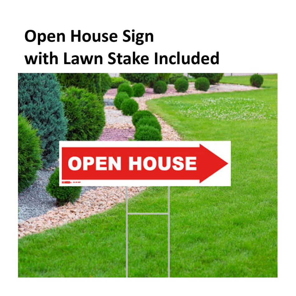 6"x24" (Open House Sign) with Lawn Stake (SKU: SSTK-652 & LS)